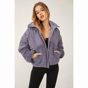 Free People Movement Adventure Awaits Fleece Purple Sherpa Hooded Jacket